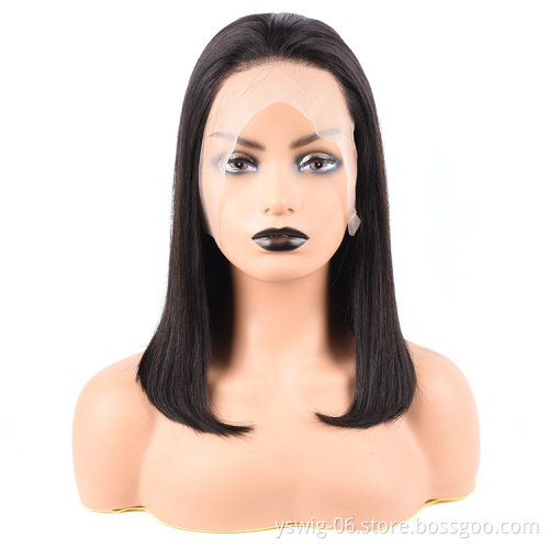 Wholesale Price Gluess Short Hair Straight Brazilian Human Hair 4*4 13*4 Lace Front Bob Wigs Pixie Cut